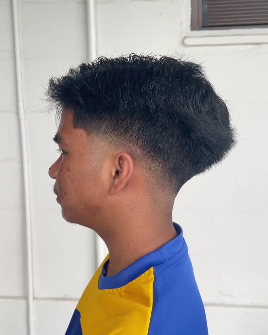 Profile view of a finished textured crop